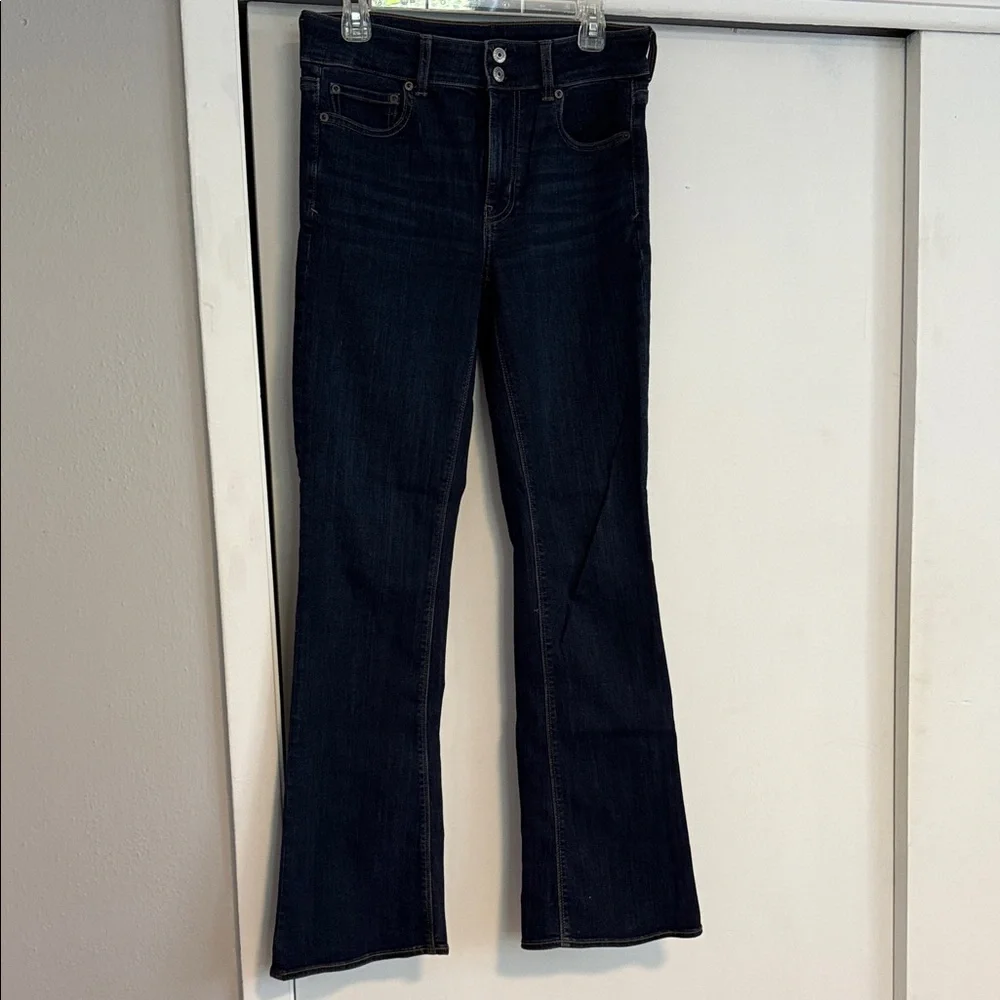 American Eagle Women's Dark Blue High Rise Flare Jeans - Picture 1 of 5